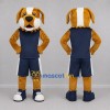 Custom Tan and Navy Blue Dog Mascot Costume Adult Full Body Suit for Sports Events Custom Tan and Navy Blue Dog Mascot Costume Adult Full Body Suit for Sports Events