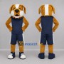 Custom Tan and Navy Blue Dog Mascot Costume Adult Full Body Suit for Sports Events