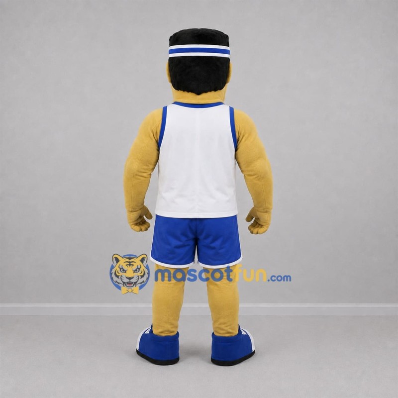 Custom White and Blue Torchbearer Mascot Costume Adult Full Body Suit for Sports Events Custom White and Blue Torchbearer Mascot Costume Adult Full Body Suit for Sports Events