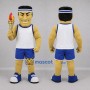 Custom White and Blue Torchbearer Mascot Costume Adult Full Body Suit for Sports Events