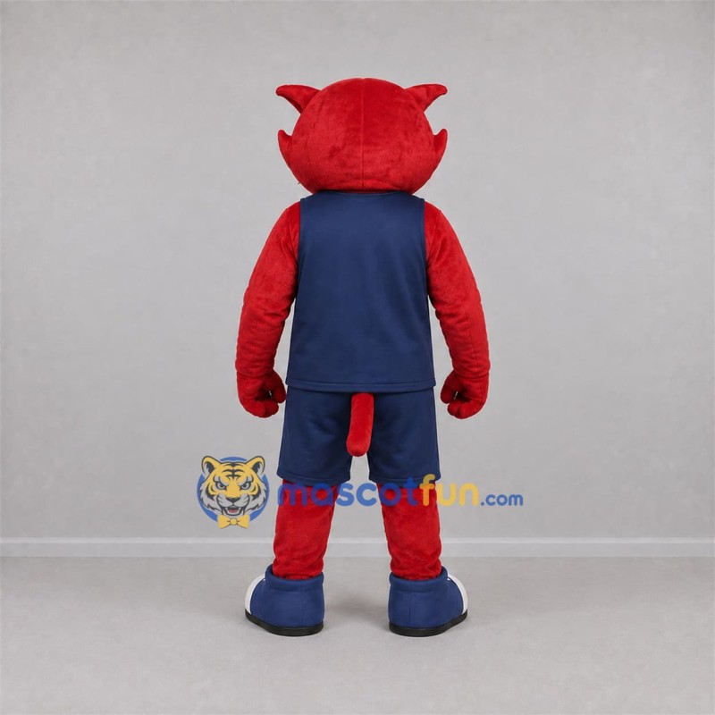 Custom Red and Navy Blue Wildcat Mascot Costume Adult Full Body Suit for Sports Events