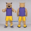Custom Tan and Purple Wildcat Mascot Costume Adult Full Body Suit for Sports Events Custom Tan and Purple Wildcat Mascot Costume Adult Full Body Suit for Sports Events