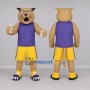 Custom Tan and Purple Wildcat Mascot Costume Adult Full Body Suit for Sports Events