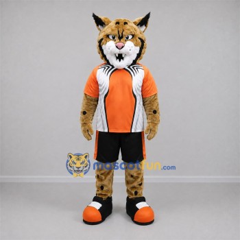 Custom Tan and Orange Lynx Mascot Costume Adult Full Body Suit for Sports Events Custom Tan and Orange Lynx Mascot Costume Adult Full Body Suit for Sports Events