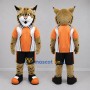 Custom Tan and Orange Lynx Mascot Costume Adult Full Body Suit for Sports Events