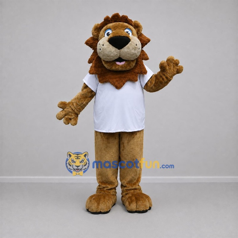Custom Brown and White Lion Mascot Costume Adult Full Body Suit for School Events Custom Brown and White Lion Mascot Costume Adult Full Body Suit for School Events