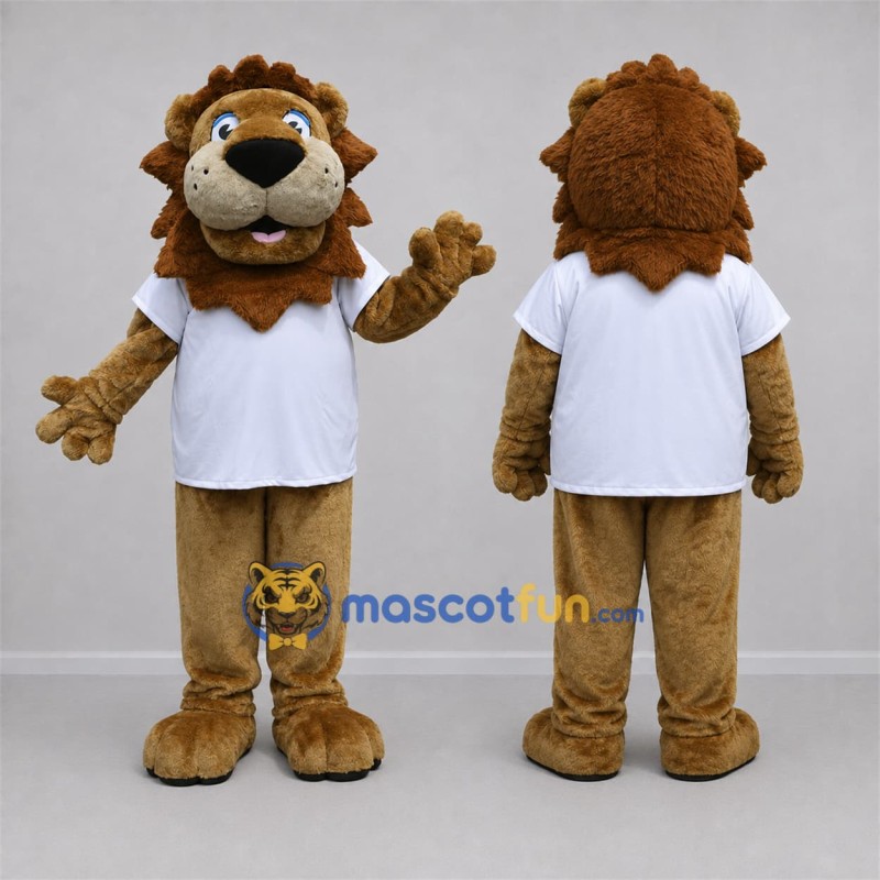 Custom Brown and White Lion Mascot Costume Adult Full Body Suit for School Events Custom Brown and White Lion Mascot Costume Adult Full Body Suit for School Events