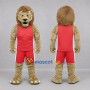 Custom Tan and Red Lion Mascot Costume Adult Full Body Suit for Sports Events
