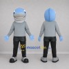 Custom Light Blue and Gray Fish Mascot Costume Adult Full Body Suit for Ocean Events Custom Light Blue and Gray Fish Mascot Costume Adult Full Body Suit for Ocean Events