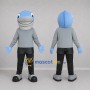Custom Light Blue and Gray Fish Mascot Costume Adult Full Body Suit for Ocean Events