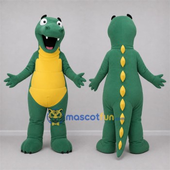 Custom Green and Yellow Dinosaur Mascot Costume Adult Full Body Suit for Dinosaur Parties