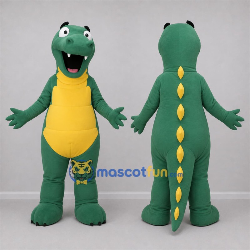 Custom Green and Yellow Dinosaur Mascot Costume Adult Full Body Suit for Dinosaur Parties Custom Green and Yellow Dinosaur Mascot Costume Adult Full Body Suit for Dinosaur Parties