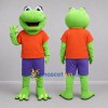 Custom Green and Orange Frog Mascot Costume Adult Full Body Suit for School Events