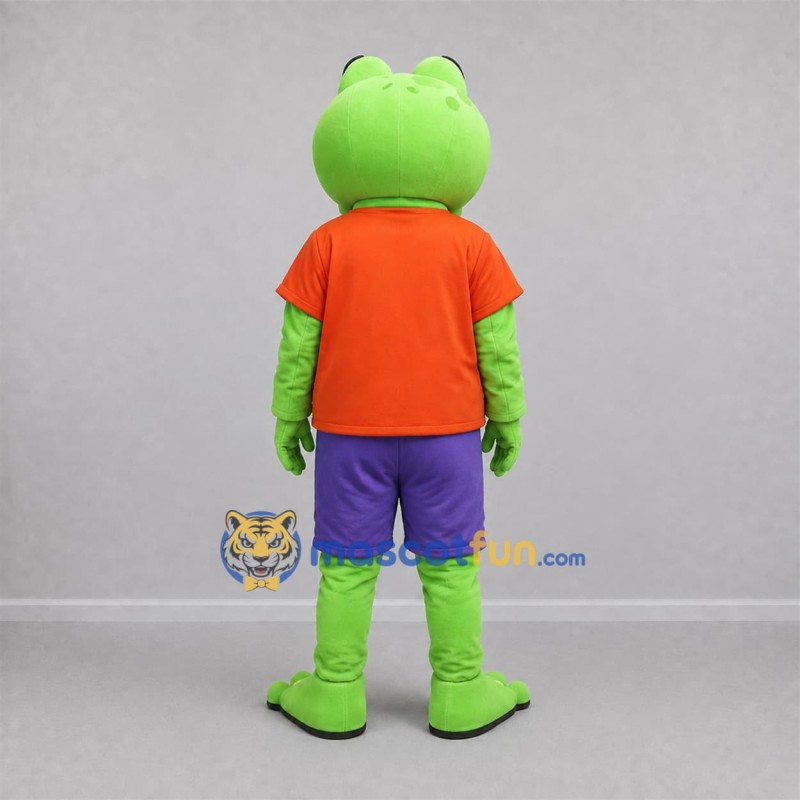 Custom Green and Orange Frog Mascot Costume Adult Full Body Suit for School Events