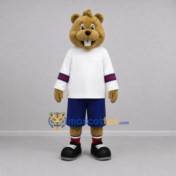 Custom Tan and White Rodent Mascot Costume Adult Full Body Suit for Sports Events