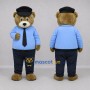Custom Brown and Blue Uniformed Bear Mascot Costume Adult Full Body Suit for Community Events