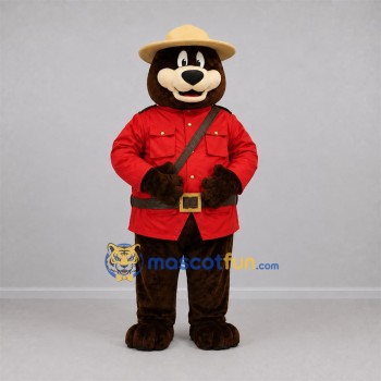 Custom Brown and Red Mountie Bear Mascot Costume Adult Full Body Suit for Community Events