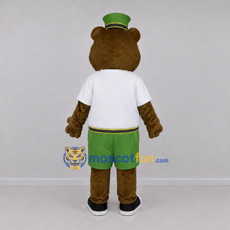 Custom Brown and Green Bear Mascot Costume Adult Full Body Suit for School Events Custom Brown and Green Bear Mascot Costume Adult Full Body Suit for School Events
