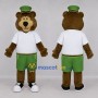 Custom Brown and Green Bear Mascot Costume Adult Full Body Suit for School Events