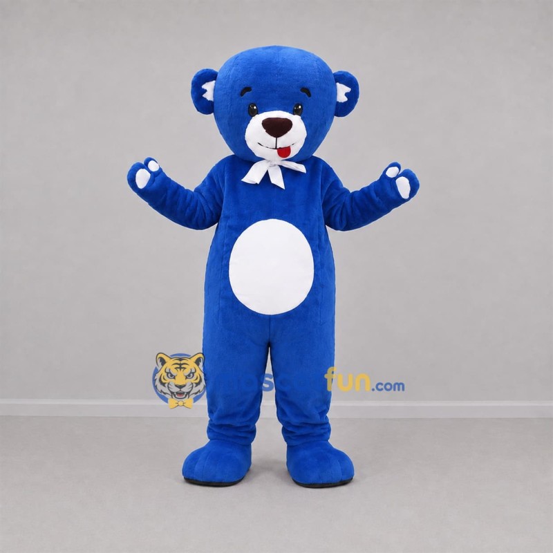 Custom Blue and White Teddy Bear Mascot Costume Adult Full Body Suit for Birthday Parties Custom Blue and White Teddy Bear Mascot Costume Adult Full Body Suit for Birthday Parties