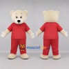 Custom Cream and Red Teddy Bear Mascot Costume Adult Full Body Suit for Birthday Parties Custom Cream and Red Teddy Bear Mascot Costume Adult Full Body Suit for Birthday Parties