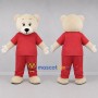 Custom Cream and Red Teddy Bear Mascot Costume Adult Full Body Suit for Birthday Parties