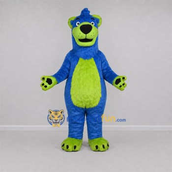 Custom Blue and Green Bear Mascot Costume Adult Full Body Suit for School Events