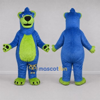 Custom Blue and Green Bear Mascot Costume Adult Full Body Suit for School Events