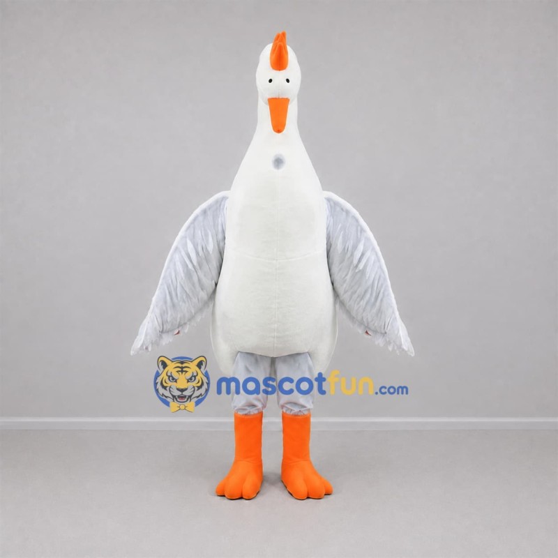 Custom White and Orange Goose Mascot Costume Adult Full Body Suit for Farm Events Custom White and Orange Goose Mascot Costume Adult Full Body Suit for Farm Events