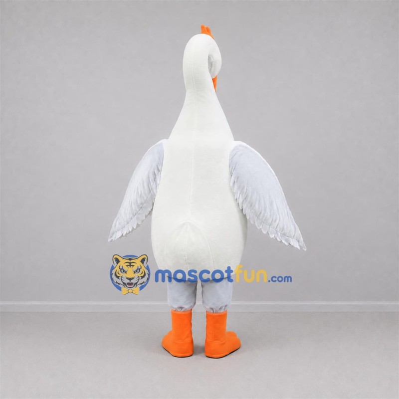 Custom White and Orange Goose Mascot Costume Adult Full Body Suit for Farm Events Custom White and Orange Goose Mascot Costume Adult Full Body Suit for Farm Events