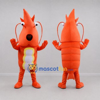 Custom Orange and Yellow Shrimp Mascot Costume Adult Full Body Suit for Seafood Festivals