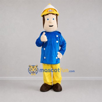 Custom Blue and Yellow Firefighter Mascot Costume Adult Full Body Suit for Community Events Custom Blue and Yellow Firefighter Mascot Costume Adult Full Body Suit for Community Events
