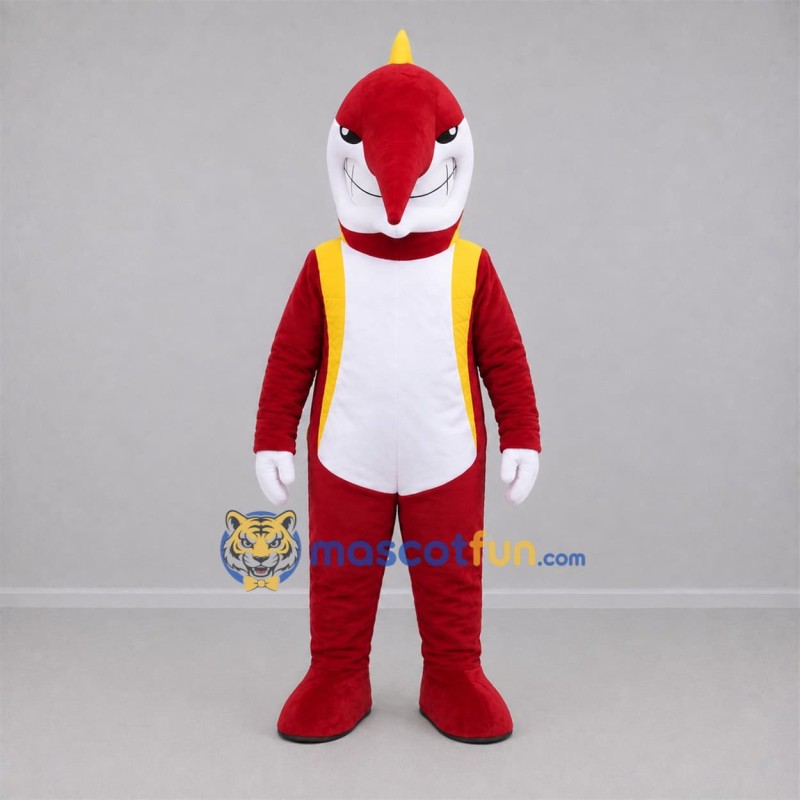 Custom Red and Yellow Swordfish Mascot Costume Adult Full Body Suit for Ocean Events Custom Red and Yellow Swordfish Mascot Costume Adult Full Body Suit for Ocean Events
