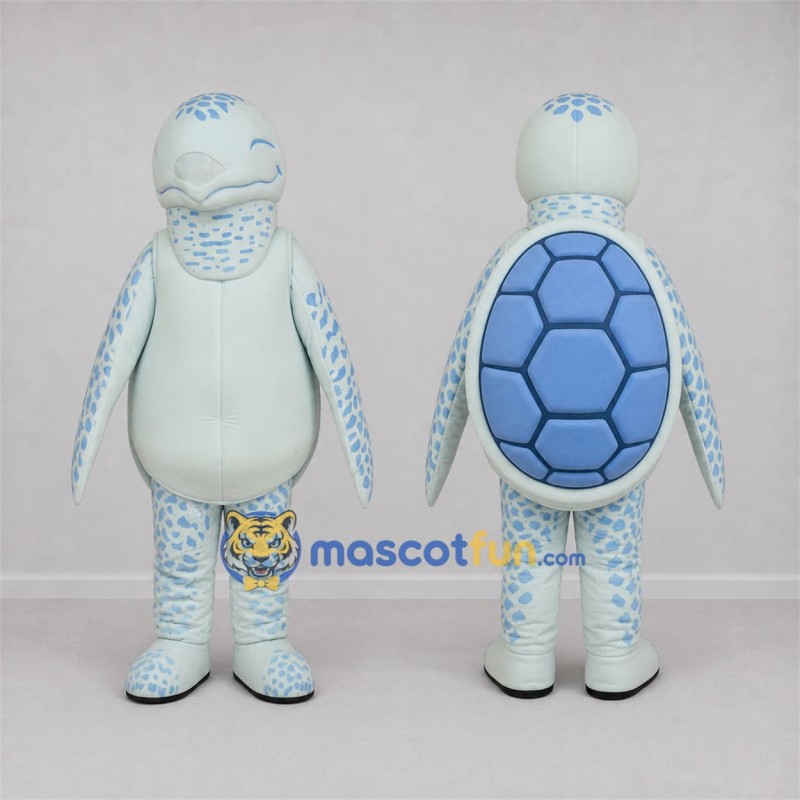 Custom Pale Blue and White Sea Turtle Mascot Costume Adult Full Body Suit for Ocean Events Custom Pale Blue and White Sea Turtle Mascot Costume Adult Full Body Suit for Ocean Events