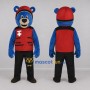Custom Blue and Red Helmeted Bear Mascot Costume Adult Full Body Suit for Community Events