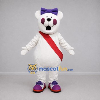 Custom White and Purple Teddy Bear Mascot Costume Adult Full Body Suit for Birthday Parties Custom White and Purple Teddy Bear Mascot Costume Adult Full Body Suit for Birthday Parties