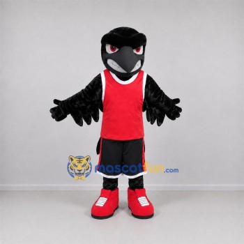 Custom Black and Red Raven Mascot Costume Adult Full Body Suit for Sports Events Custom Black and Red Raven Mascot Costume Adult Full Body Suit for Sports Events