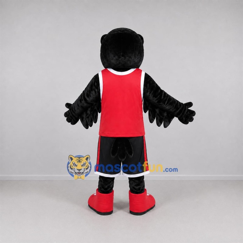 Custom Black and Red Raven Mascot Costume Adult Full Body Suit for Sports Events Custom Black and Red Raven Mascot Costume Adult Full Body Suit for Sports Events