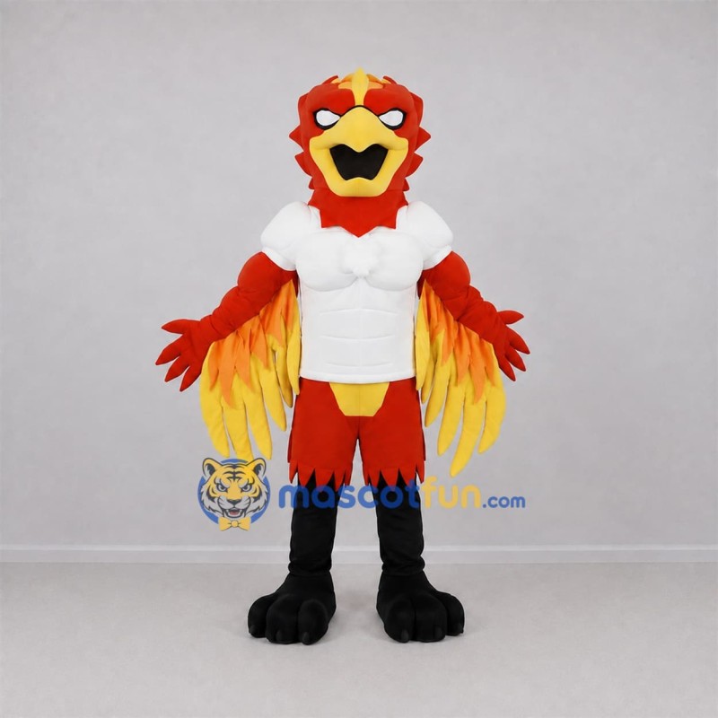 Custom Red and Yellow Phoenix Mascot Costume Adult Full Body Suit for Fantasy Events Custom Red and Yellow Phoenix Mascot Costume Adult Full Body Suit for Fantasy Events