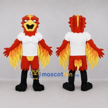 Custom Red and Yellow Phoenix Mascot Costume Adult Full Body Suit for Fantasy Events