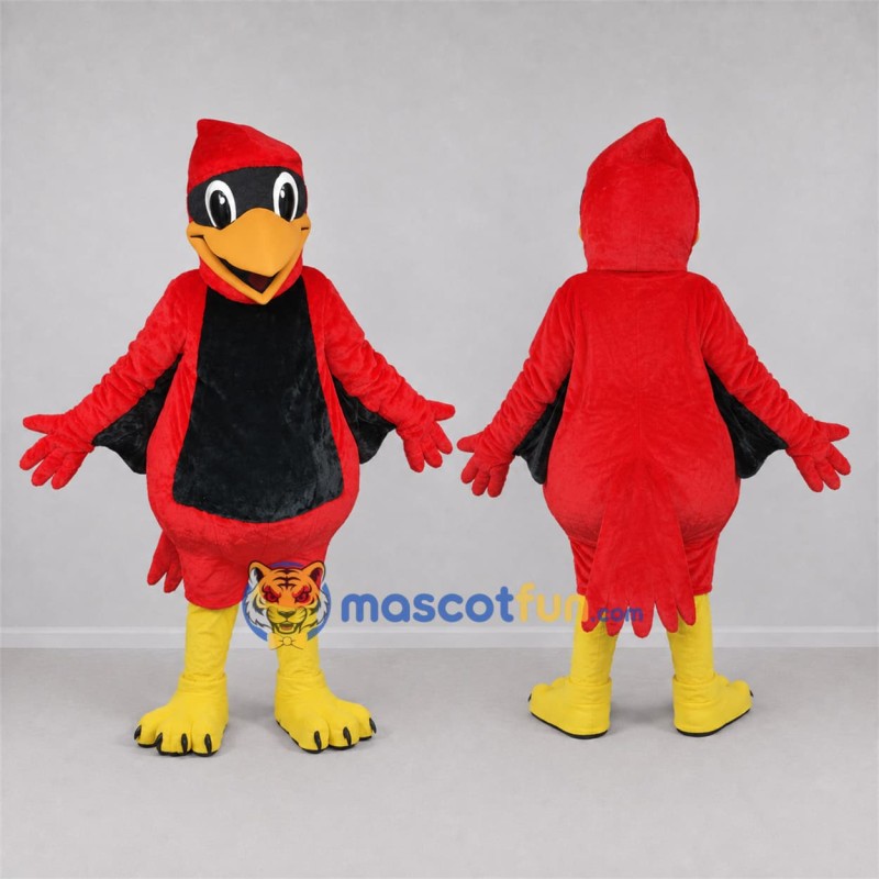 Custom Red and Black Cardinal Bird Mascot Costume Adult Full Body Suit for Sports Events
