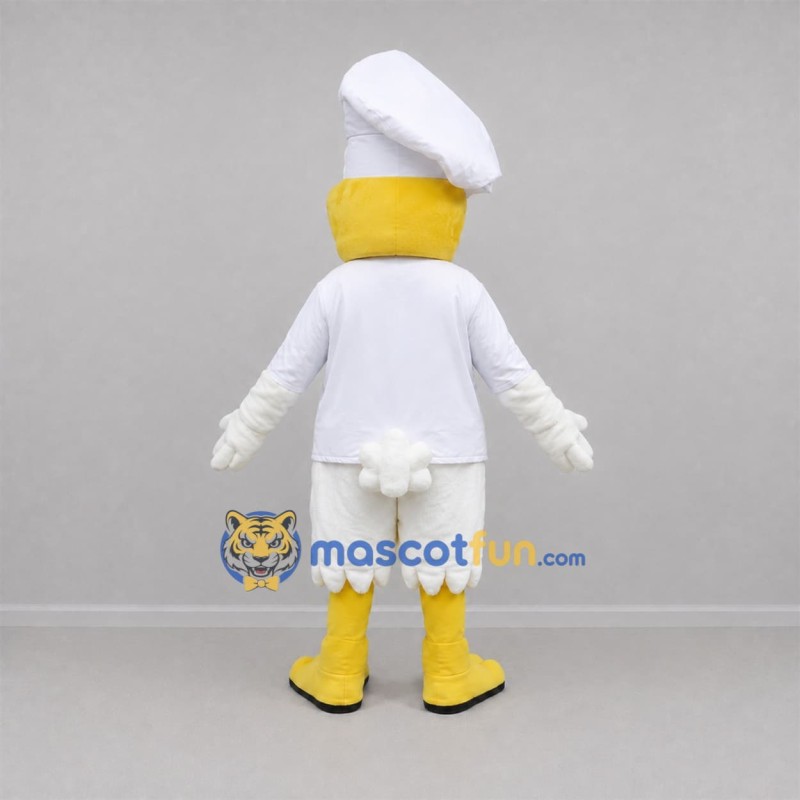 Custom White and Yellow Chef Chicken Mascot Costume Adult Full Body Suit for Food Festivals Custom White and Yellow Chef Chicken Mascot Costume Adult Full Body Suit for Food Festivals