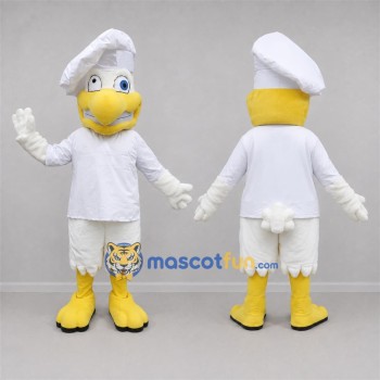 Custom White and Yellow Chef Chicken Mascot Costume Adult Full Body Suit for Food Festivals
