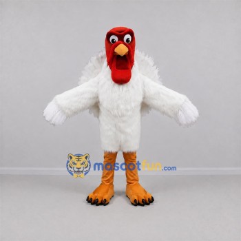 Custom White and Red Turkey Mascot Costume Adult Full Body Suit for Thanksgiving Events