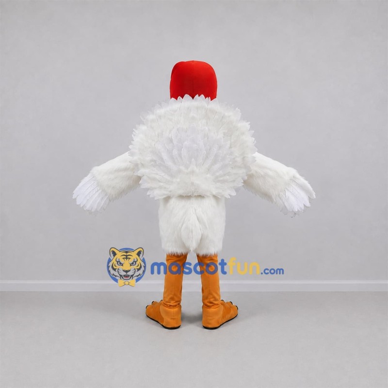 Custom White and Red Turkey Mascot Costume Adult Full Body Suit for Thanksgiving Events Custom White and Red Turkey Mascot Costume Adult Full Body Suit for Thanksgiving Events