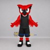 Custom Red and Black Owl Mascot Costume Adult Full Body Suit for Sports Events