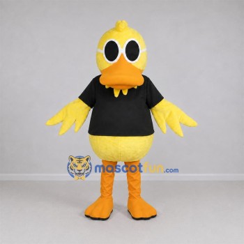 Custom Yellow and Black Duck Mascot Costume Adult Full Body Suit for School Events