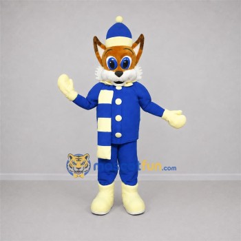 Custom Orange and Blue Fox Mascot Costume Adult Full Body Suit for Winter Events Custom Orange and Blue Fox Mascot Costume Adult Full Body Suit for Winter Events