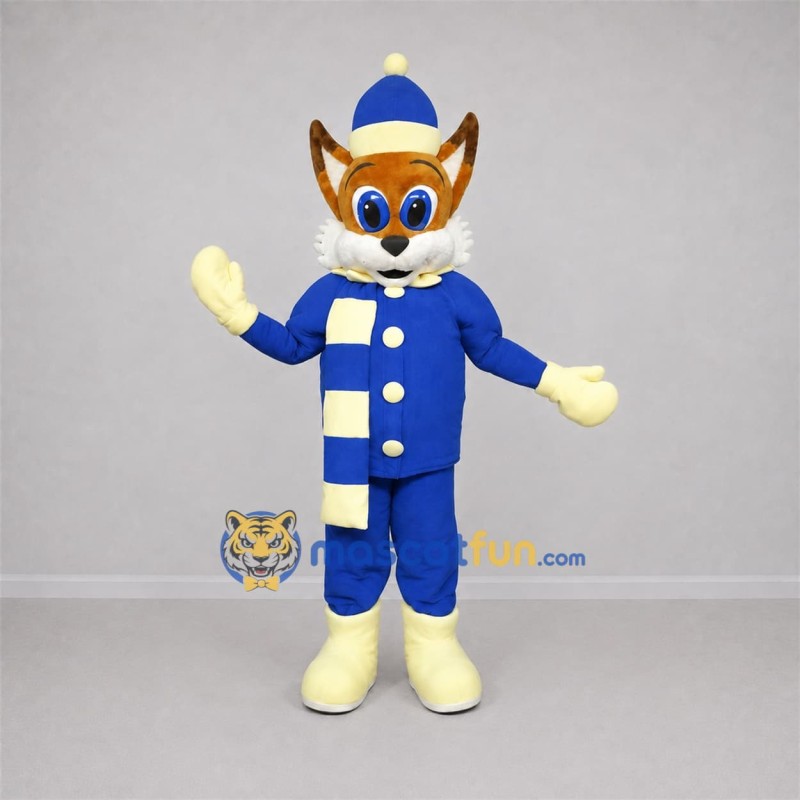 Custom Orange and Blue Fox Mascot Costume Adult Full Body Suit for Winter Events Custom Orange and Blue Fox Mascot Costume Adult Full Body Suit for Winter Events