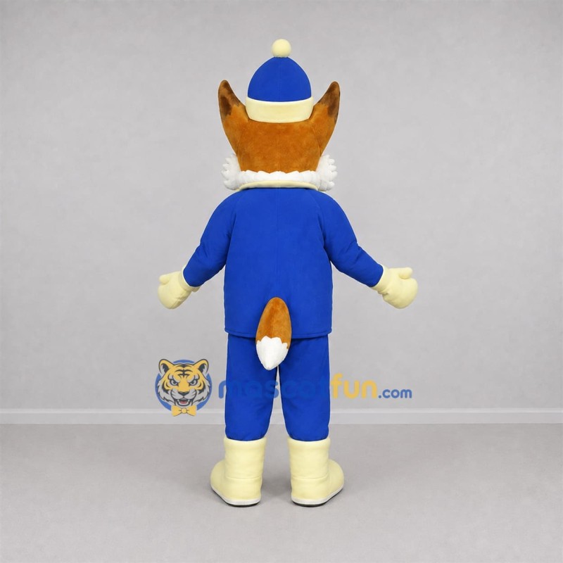 Custom Orange and Blue Fox Mascot Costume Adult Full Body Suit for Winter Events Custom Orange and Blue Fox Mascot Costume Adult Full Body Suit for Winter Events